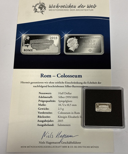 Silberbarren rom colosseum - silberbarren, "rom
